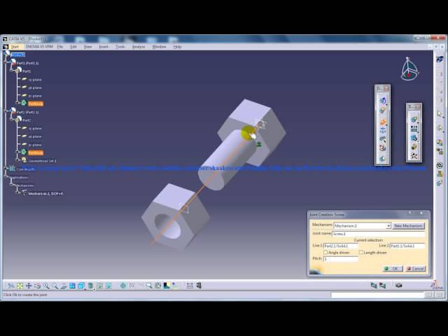 Catia V5|Digital Mockup|DMU Kinematics|Screw Joint Simulation|Complete