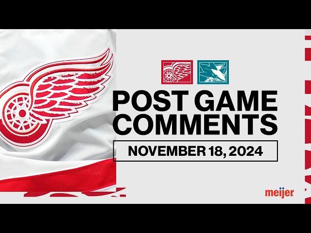 Dylan Larkin, Cam Talbot, Derek Lalonde Post Game Comments vs. SJS | Nov. 18, 2024