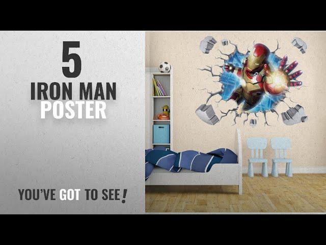 Top 10 Iron Man Poster [2018]: Iron Man Through-Wall Stickers With Decor Decal Art Removable Vinyl