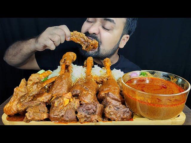 HUGE SPICY MUTTON CURRY, MUTTON LEG PIECE, MUTTON GRAVY, RICE, CHILI MUKBANG ASMR EATING SHOW ||