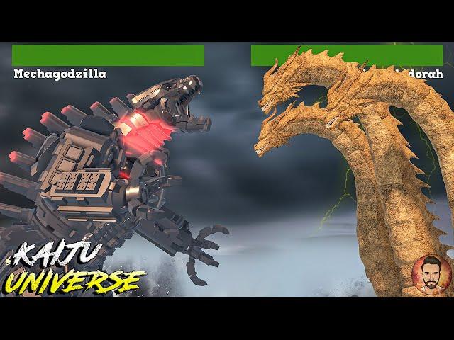 King Ghidorah vs Mechagodzilla Fight With Healthbars - Roblox