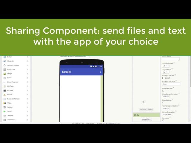 App Inventor: Share files and text with an application