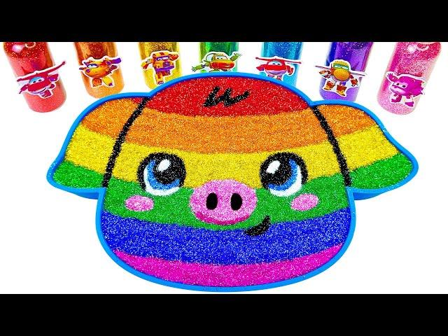 Satisfying Video l Mixing Rainbow Pig Bathtub with Slime & Rainbow Glitter Cutting ASMR | By Sunny