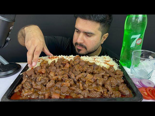 ASMR; Eating Spicy Mutton Boti Curry with Basmati Rice+(Eating Show) MUKBANG(NO TALKING)