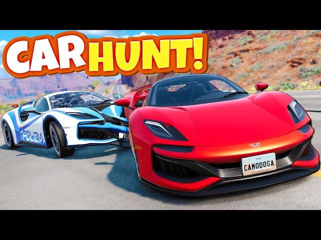 CAR HUNT POLICE CHASE with the NEW SUPER CAR in BeamNG Drive Mods!