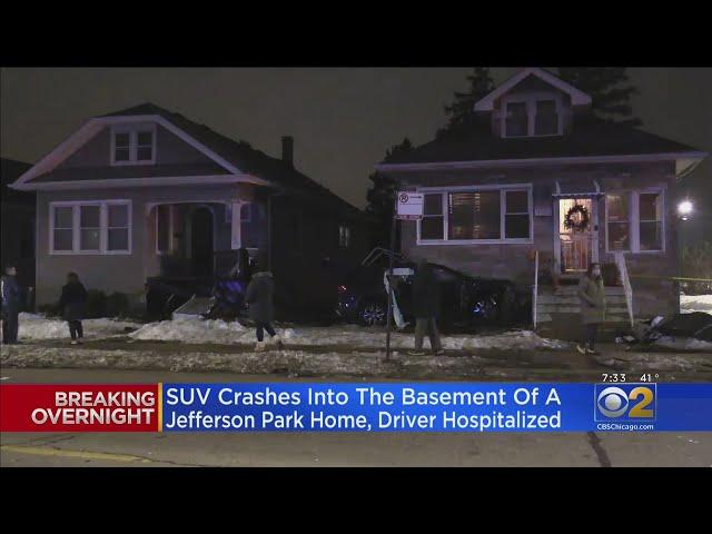 SUV Crashes Into Jefferson Park Home, Landing In Basement; Driver Hospitalized