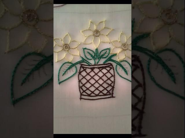 Aari chain stitch magic  Watch this flower vase bloom with thread! #AariEmbroidery #Shorts