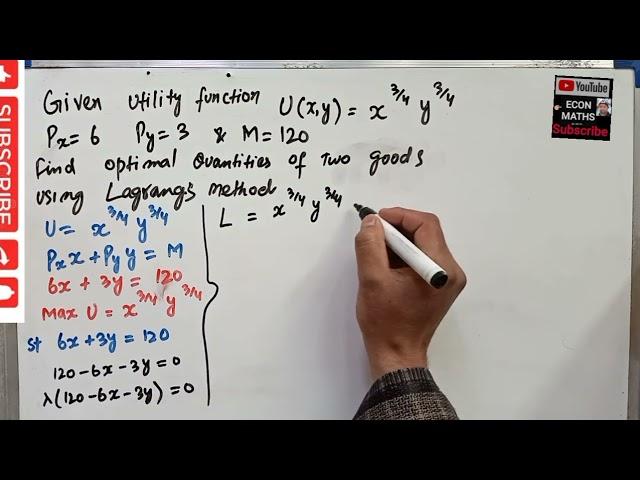 Utility Maximization using Lagrange Method. utility optimization #lagrange #utility