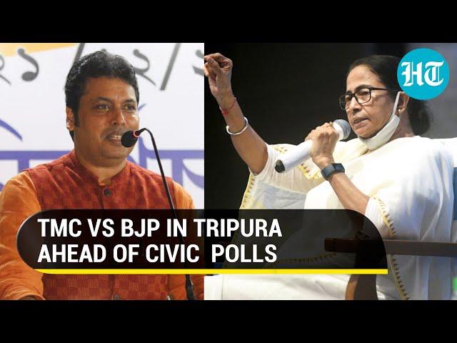 Tensions ahead of Tripura civic polls; TMC MPs protest 'police brutality', Cong says 'outsider'