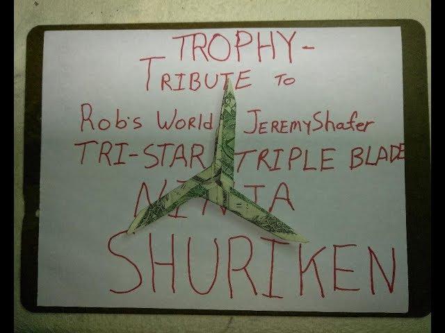 Origami Tri-Star Triple Blade Ninja Shuriken 手裏剣 3 Dollar Trophy Tribute Design © #DrPhu