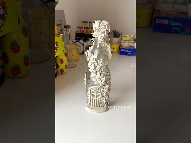 DIY Fairy House Glass Bottle Art ‍️ | Fairy House Clay Bottle Art | Bottle DIY #art #diy #craft