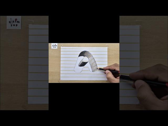 3d drawing  a letter on paper #shorts