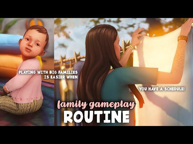 My large Sims family gameplay routine with 2 kids, a toddler & an infant!