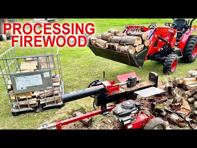 Making Firewood | Cutting Splitting Stacking Tractor time with Branson TYM Tractors Firewood Process