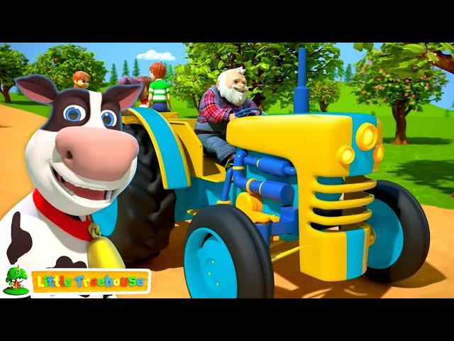 Learn Farm Animals with Wheels on the Tractor + More Vehicle Rhymes & Songs for Kids