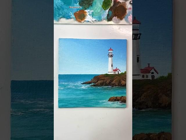 Lighthouse painting/acrylic painting for beginners/seascape painting