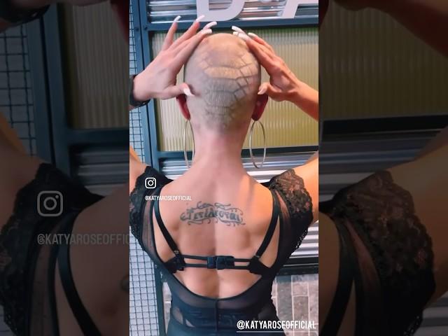Extreme barbershop Headshave platinum buzzcut with snake tattoo haircut