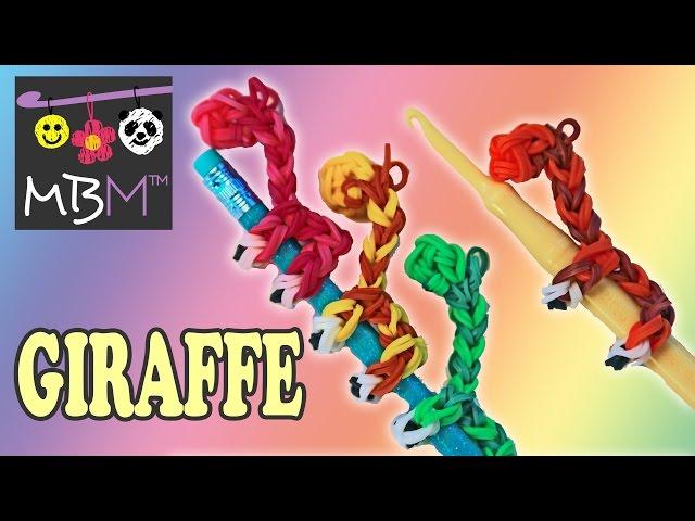 Rainbow Loom Band Giraffe Pencil Hugger Charm | Loomless | How to