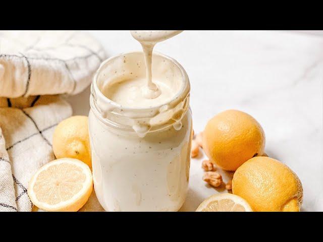 Raw Vegan Creamy Lemon Garlic Dressing (5 ingredients!)