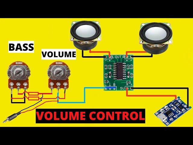 How to install volume control in amplifier//How to control bass and volume