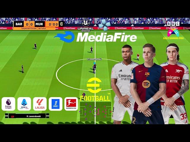 eFootball 2025 PPSSPP English Version Peter Drury Commentary New Update Kits 2025 Last Transfers