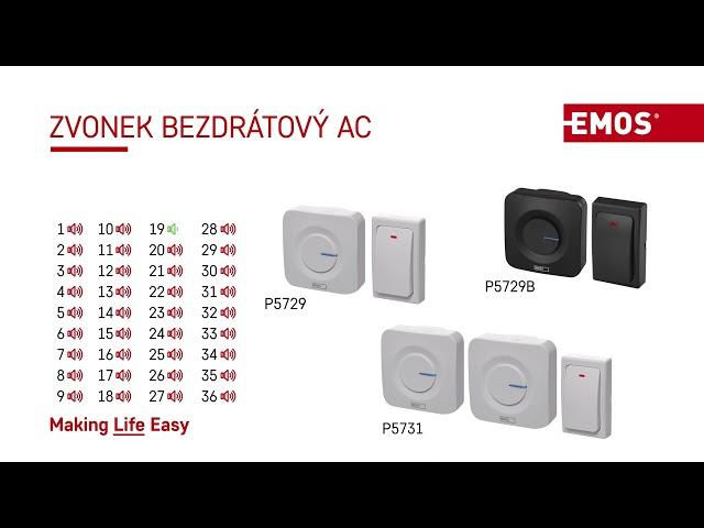 Zvonek bezdrátový AC P5729, P5729B, P5731 | EMOS