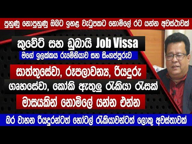 කුවේට්, ඩුබායි Job Visa | නොමිලේ පිටත්වීම මාසයෙන් |  කාන්තා පිරිමි  ඉහළ වැටුප් | slbfe | Sinhala