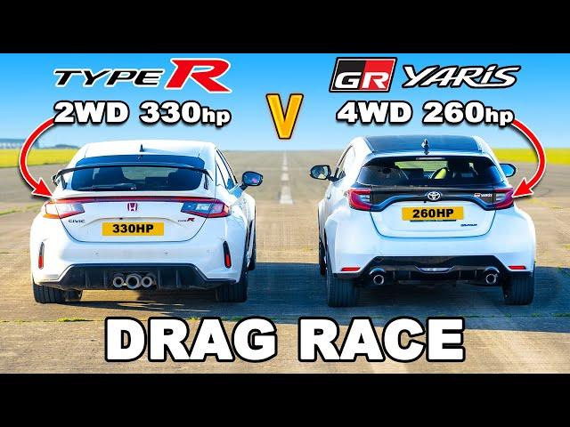 Honda Civic Type R v Toyota GR Yaris: DRAG RACE