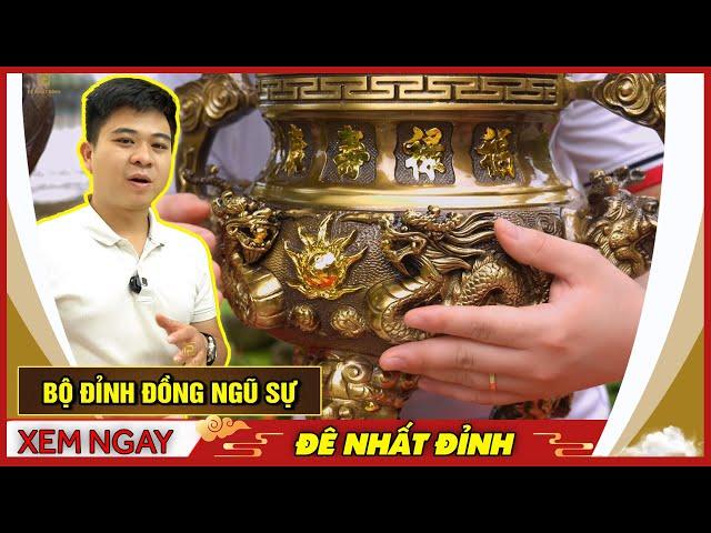 Bộ đỉnh đồng ngũ sự chân nến mới nhất! Khám phá đỉnh đồng đẹp