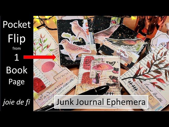 POCKET FLIP from 1 BOOK PAGE  Junk Journal Ephemera