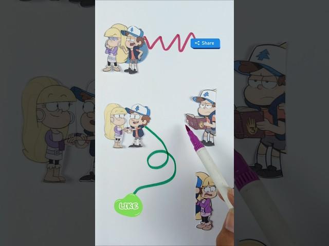 Gravity Falls Dipper and Mabel line matching puzzle!! #dipher  #viral #art #mabel