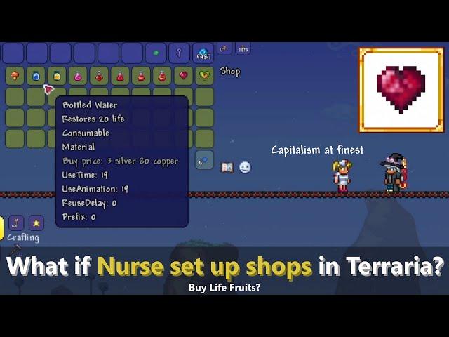 Terraria Nurse now sells Life Crystals and Life Fruits! ─ With Nurse Shop Mod