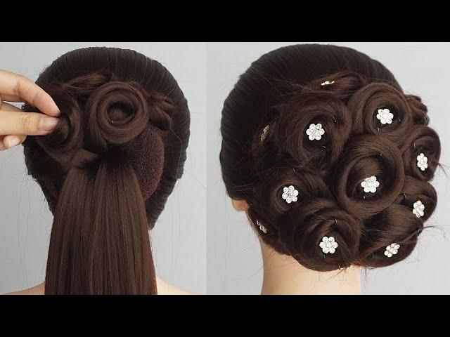 Flower Bun Hairstyle For Ladies - Easy Hairstyle For Prom | Hair Bun With A Donut