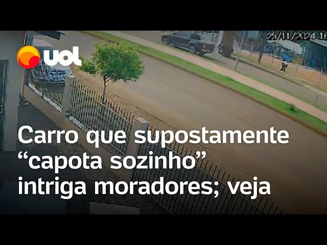 Carro 'capota sozinho' em Laranjeiras do Sul, vídeo chama atenção e dona do Uno explica; veja vídeo