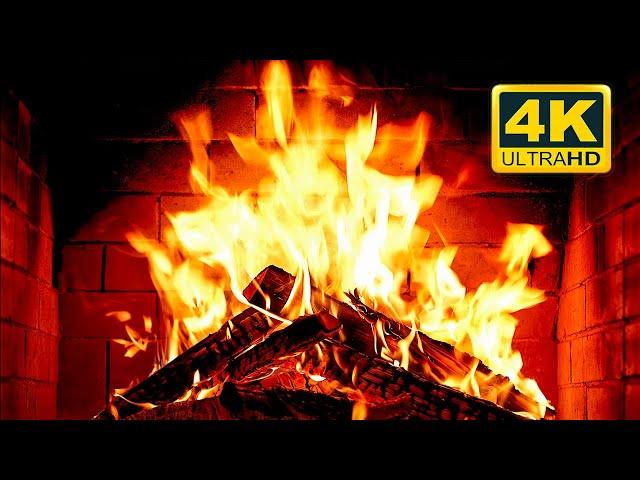  Cozy Fireplace 4K (12 HOURS). Fireplace with Crackling Fire Sounds. Fireplace Burning 4K