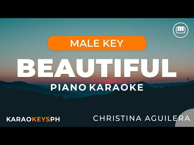 Beautiful - Christina Aguilera (Male Key - Piano Karaoke)