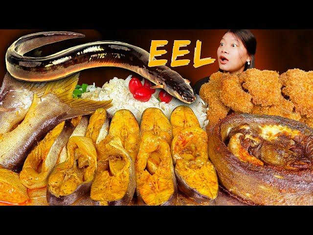 Eating Spicy Fish Curry With Rice | Huge Fried Eel & Fish Chips | Nepali Mukbang | Eating Show