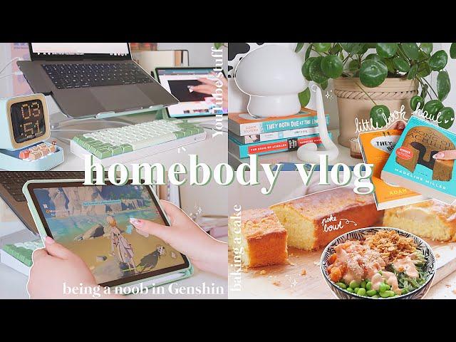 chill vlog | morning routine, book haul, baking a cake, playing animal crossing and Genshin