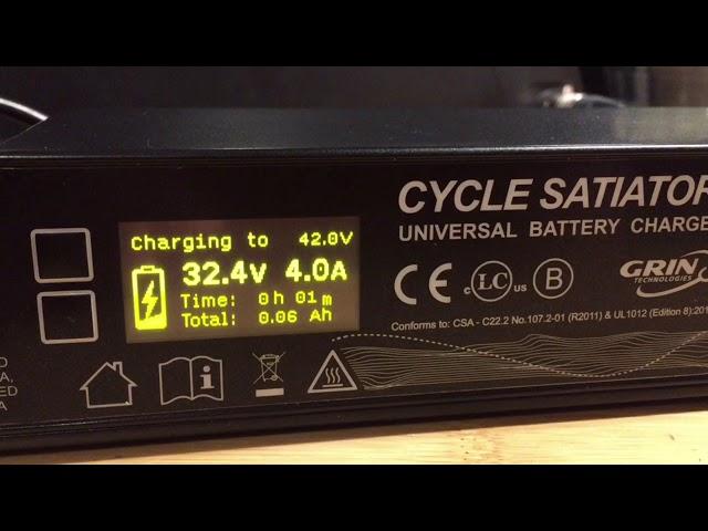 Grin Tech Satiator charging new 828 wh Lithium Ion e-bike battery