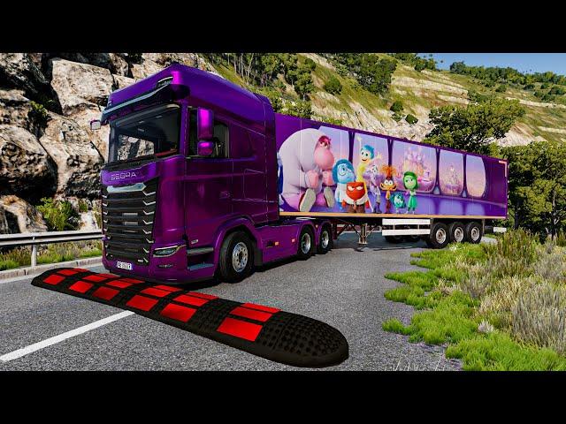 Trucks vs Upside Down Speed Bumps | BeamNG.DRIVE | Inside Out 2