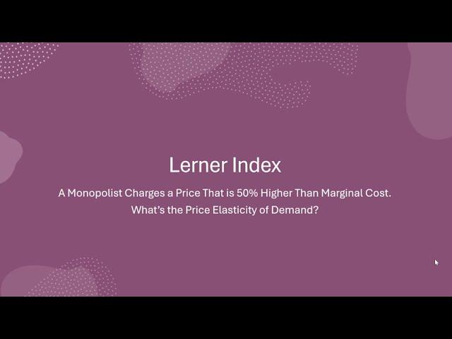 Lerner Index  Problem