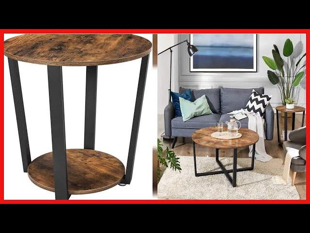 VASAGLE Round End Table with Storage Shelf, Side Tray for Small Space, Easy Assembly