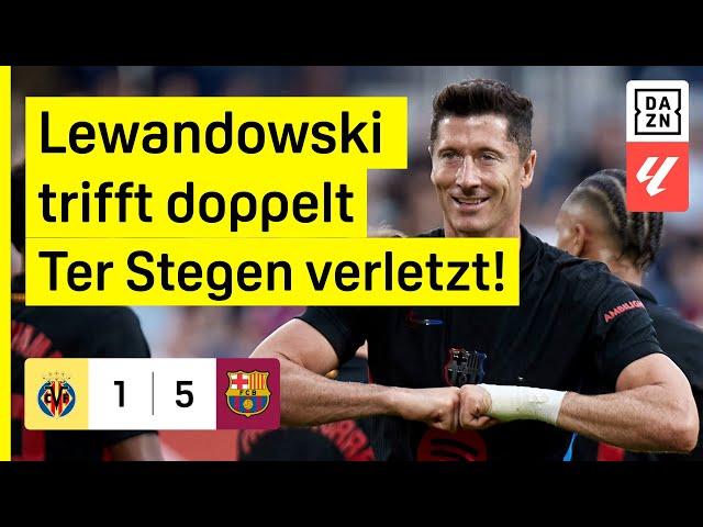 Lewandowski-Doppelschlag & Lamine Yamal mit Zauber-Assist: Villarreal - Barcelona 1:5 | LaLiga |DAZN