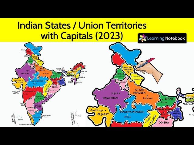 Indian States and Capitals 2023 । Union Territories and their Capitals on India Map