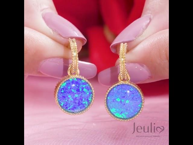 Jeulia "Dreamlike Feel" Blue Opal Sterling Silver Drop Earrings  - Jeulia.com