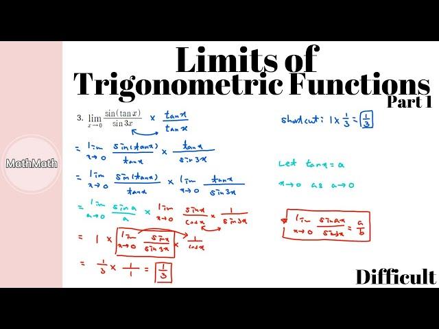 Calculus - HOW TO: Limits of Trigonometric Functions (Difficult Level Part 1)