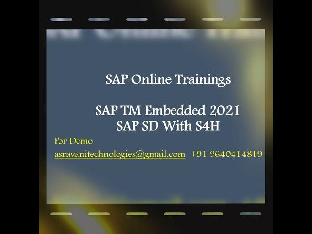 SAP TM Functional Training (Embedded 2023) BY Sravani Technologies