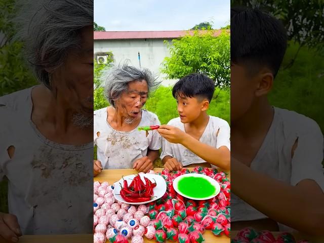 Jelly and spicy peppers for poor grandpa to eat #shorts #baby #cute