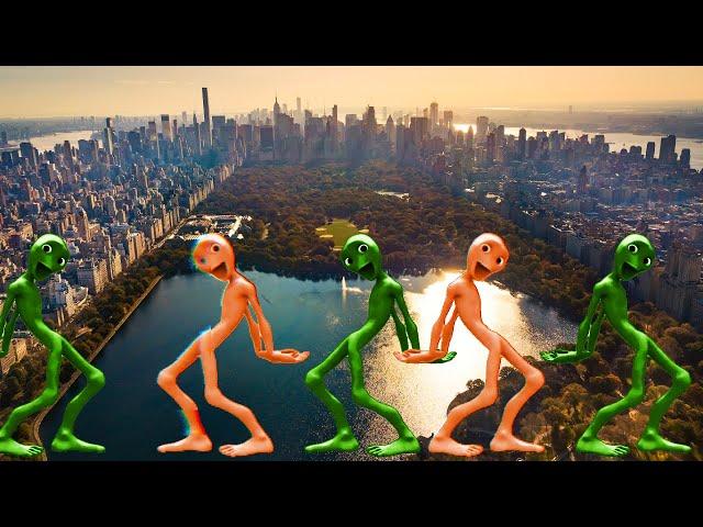 Manhattan's Colorful Inferno: Aliens Dance Wars