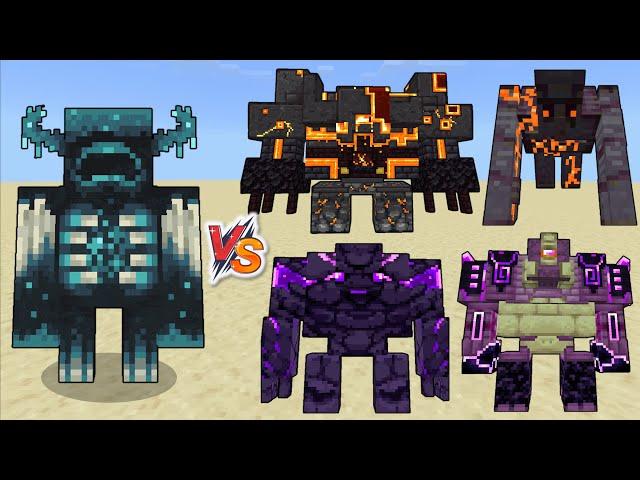 Warden vs Netherite Monstrosity, Ender Guardian, Ender Golem & Blackstone Golem